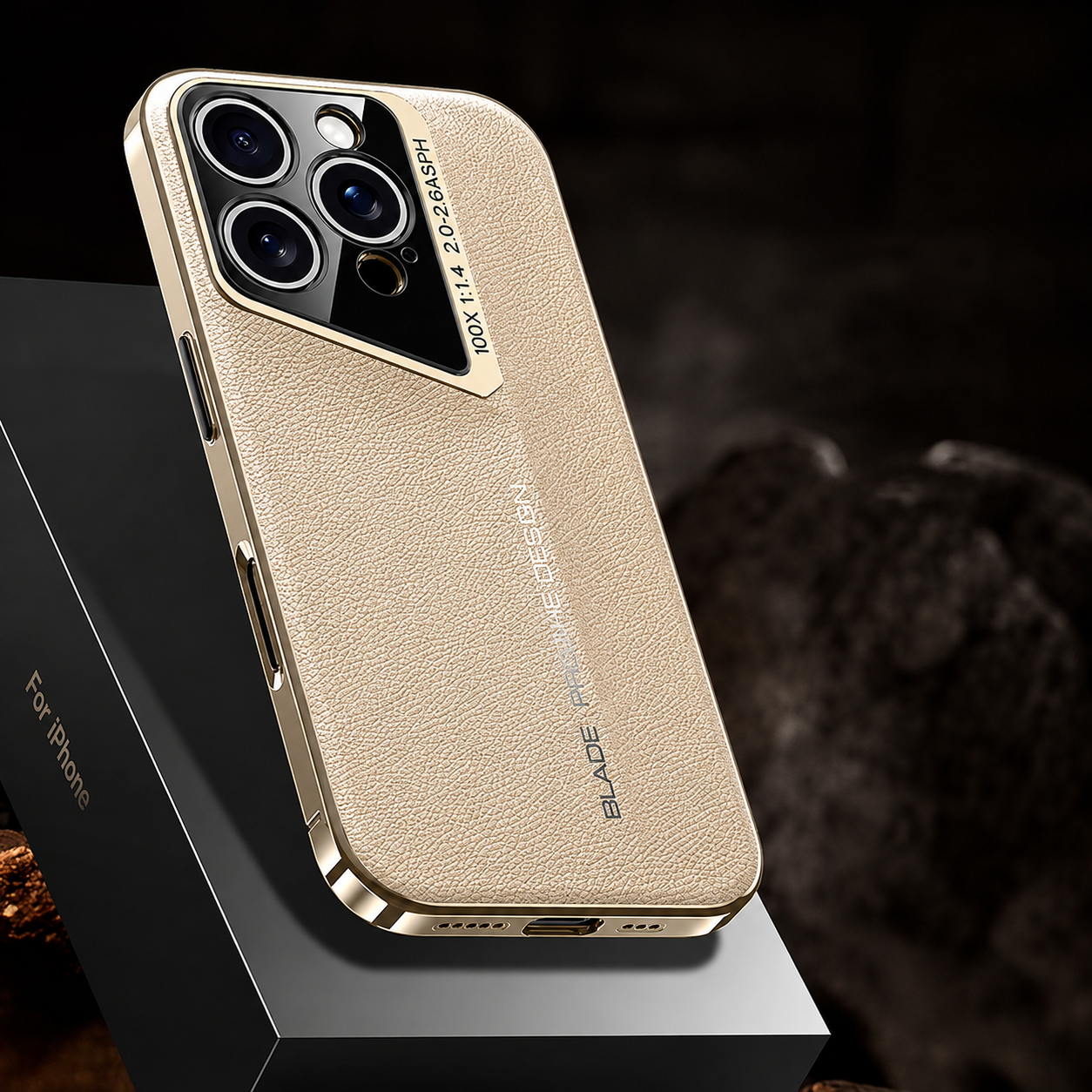 Luxury iPhone Case Electroplated Genuine Leather Shockproof Protective Cover Hard Back Slim Design Camera Lens Protection Anti Slip Grip