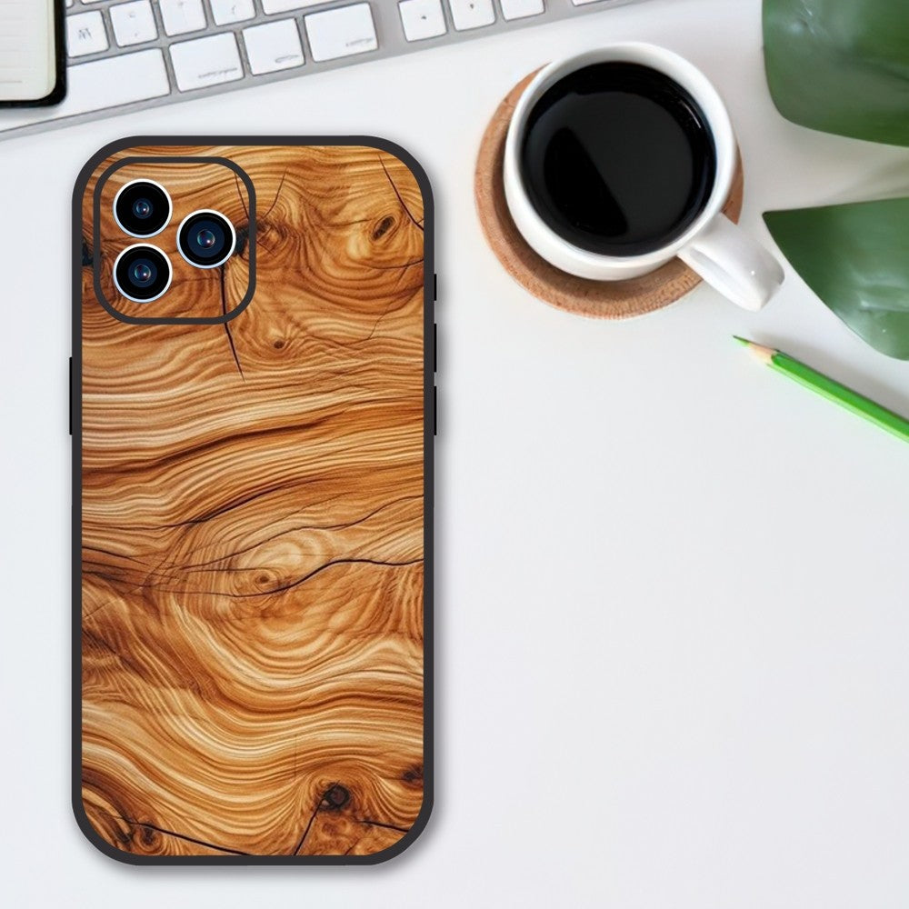 Luxury iPhone Case MagSafe Compatible Bamboo Wood Grain Shockproof Protective Cover Metallic Frame Camera Lens Protection Slim Natural Design