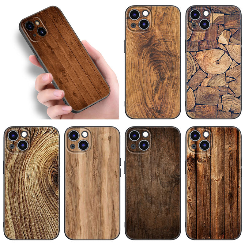 Luxury iPhone Case MagSafe Compatible Bamboo Wood Grain Shockproof Protective Cover Metallic Frame Camera Lens Protection Slim Natural Design