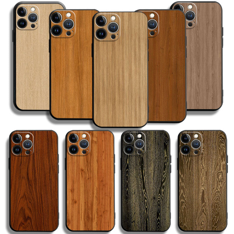 Luxury iPhone Case MagSafe Compatible Bamboo Wood Grain Shockproof Protective Cover Metallic Frame Camera Lens Protection Slim Natural Design