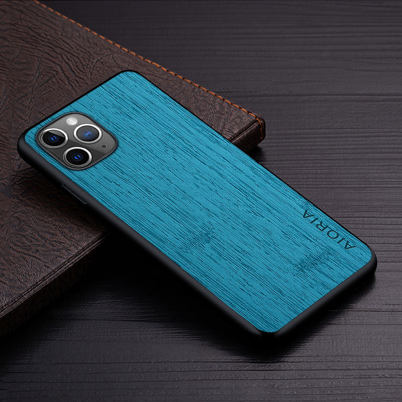 Luxury iPhone Case MagSafe Compatible Bamboo Wood Leather Texture Shockproof Protective Cover Slim Design Camera Lens Protection Natural Finish