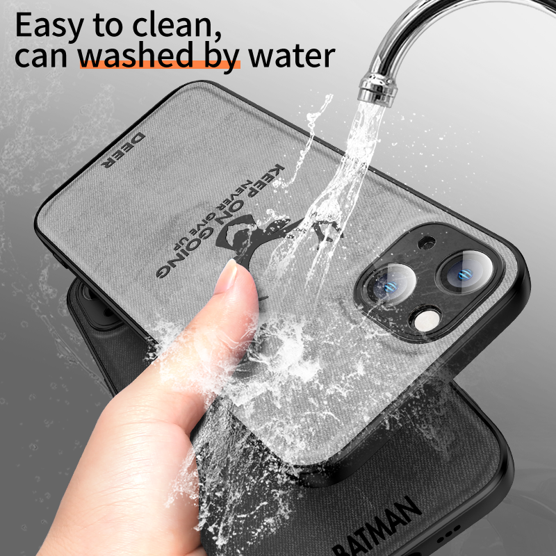 Luxury iPhone Case MagSafe Compatible Canvas Texture Deer Design Shockproof Protective Cover Bumper Frame Camera Lens Protection Slim Design