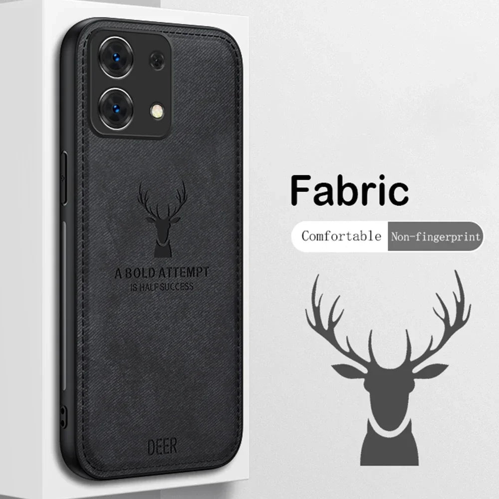 Luxury iPhone Case MagSafe Compatible Canvas Texture Deer Design Shockproof Protective Cover Bumper Frame Camera Lens Protection Slim Design
