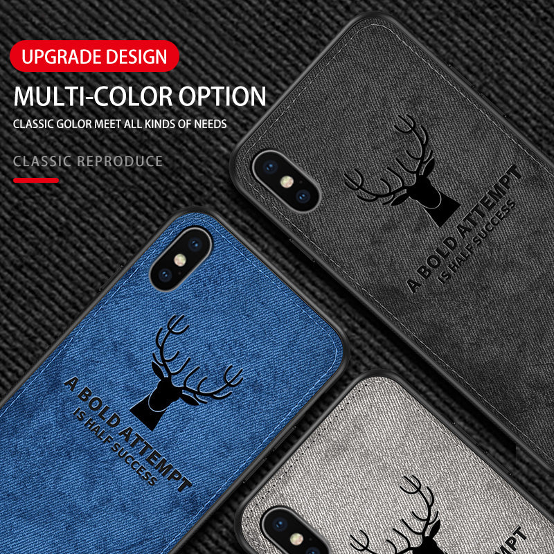 Luxury iPhone Case MagSafe Compatible Canvas Texture Deer Design Shockproof Protective Cover Bumper Frame Camera Lens Protection Slim Design