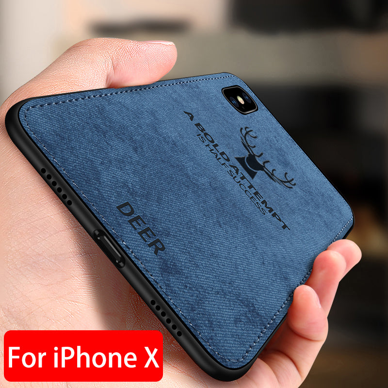 Luxury iPhone Case MagSafe Compatible Canvas Texture Deer Design Shockproof Protective Cover Bumper Frame Camera Lens Protection Slim Design
