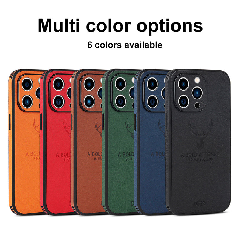 Luxury iPhone Case MagSafe Compatible Canvas Texture Deer Design Shockproof Protective Cover Bumper Frame Camera Lens Protection Slim Design