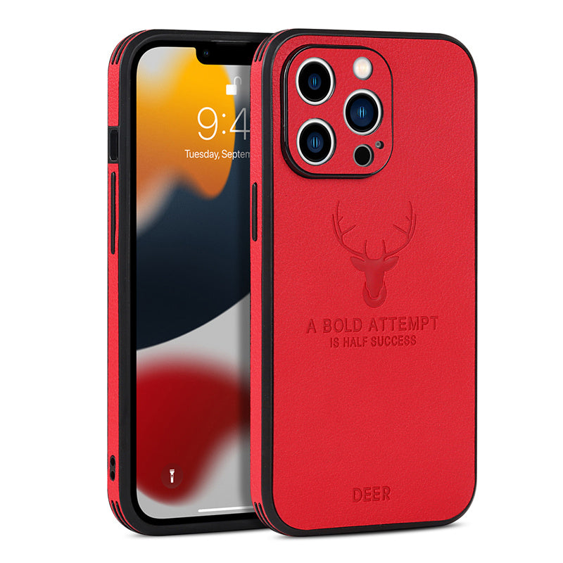 Luxury iPhone Case MagSafe Compatible Canvas Texture Deer Design Shockproof Protective Cover Bumper Frame Camera Lens Protection Slim Design
