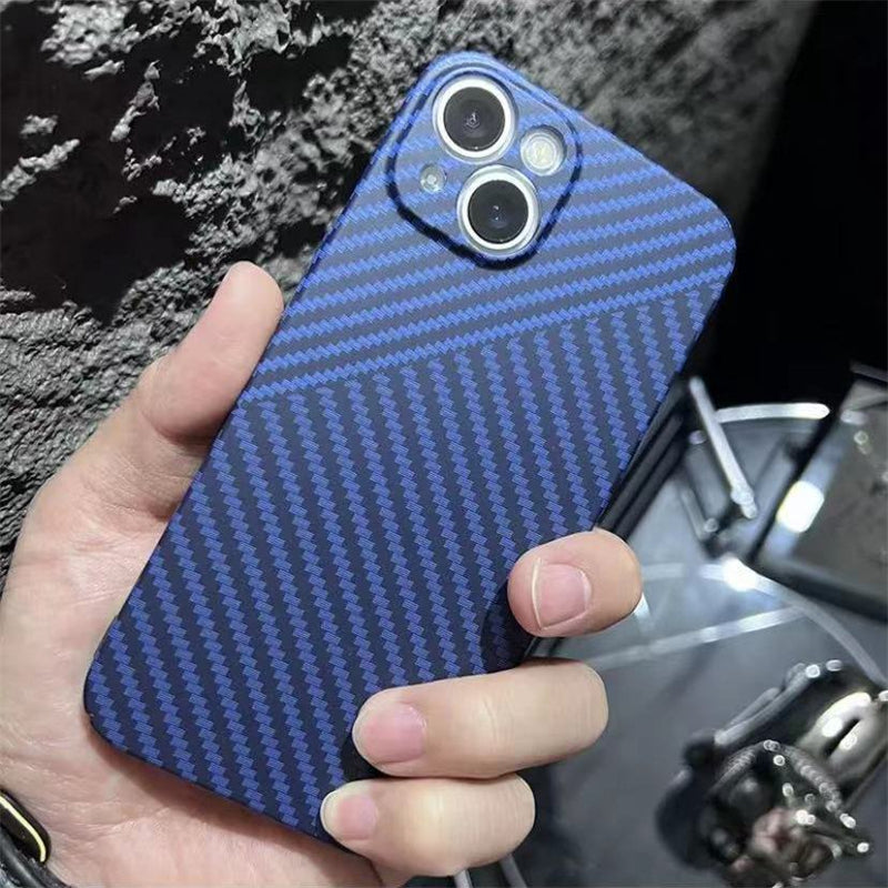 Luxury iPhone Case MagSafe Compatible Carbon Fiber Texture Matte Shockproof Protective Cover Hard PC Camera Lens Protection Slim Design