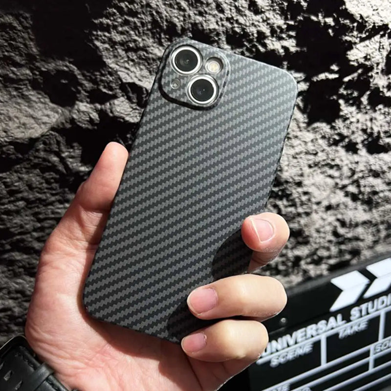 Luxury iPhone Case MagSafe Compatible Carbon Fiber Texture Matte Shockproof Protective Cover Hard PC Camera Lens Protection Slim Design