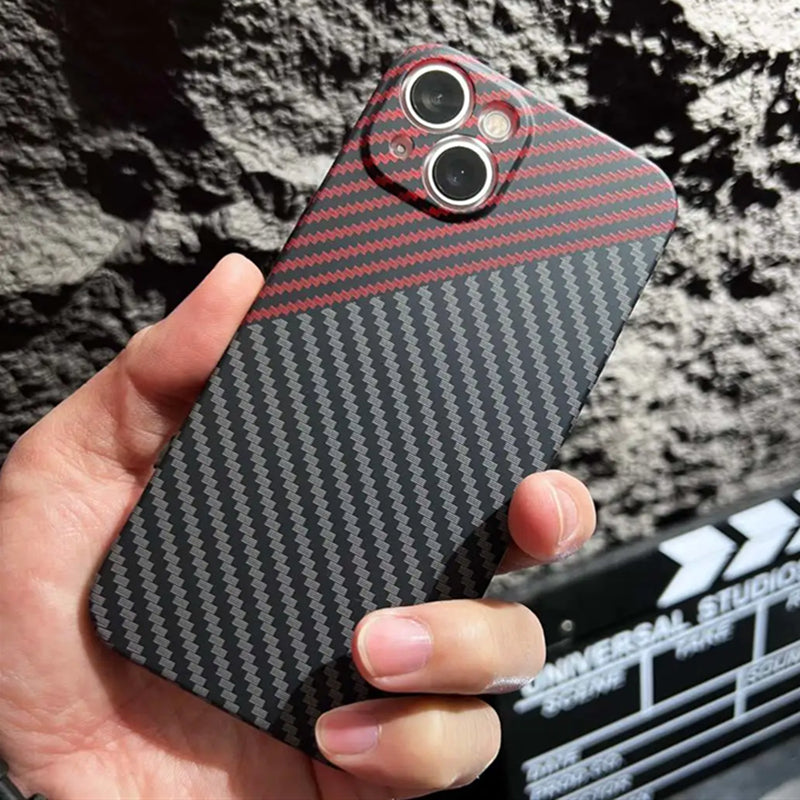 Luxury iPhone Case MagSafe Compatible Carbon Fiber Texture Matte Shockproof Protective Cover Hard PC Camera Lens Protection Slim Design