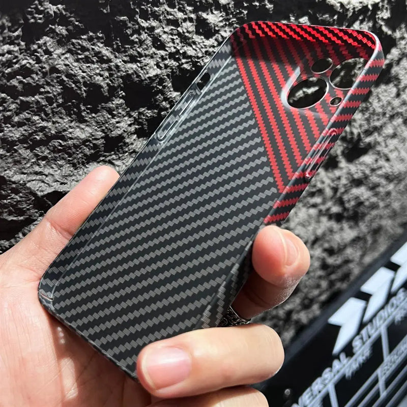 Luxury iPhone Case MagSafe Compatible Carbon Fiber Texture Matte Shockproof Protective Cover Hard PC Camera Lens Protection Slim Design