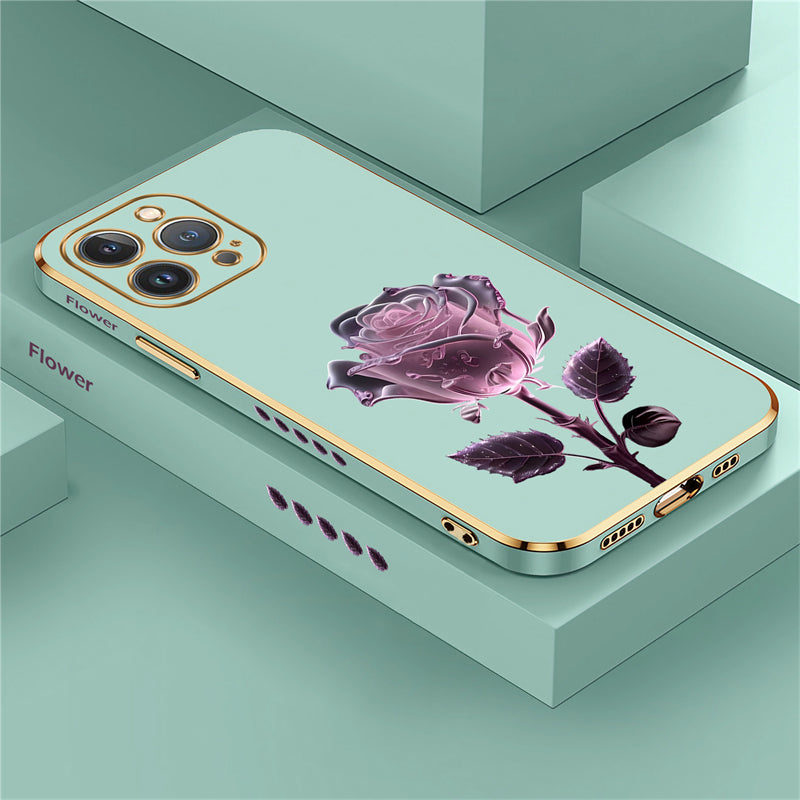 Luxury iPhone Case MagSafe Compatible Crystal Rose Diamond Shockproof Protective Cover Camera Lens Protection Glitter Design Slim Profile