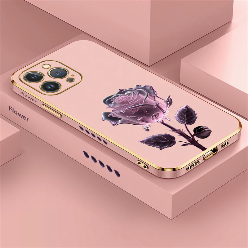 Luxury iPhone Case MagSafe Compatible Crystal Rose Diamond Shockproof Protective Cover Camera Lens Protection Glitter Design Slim Profile
