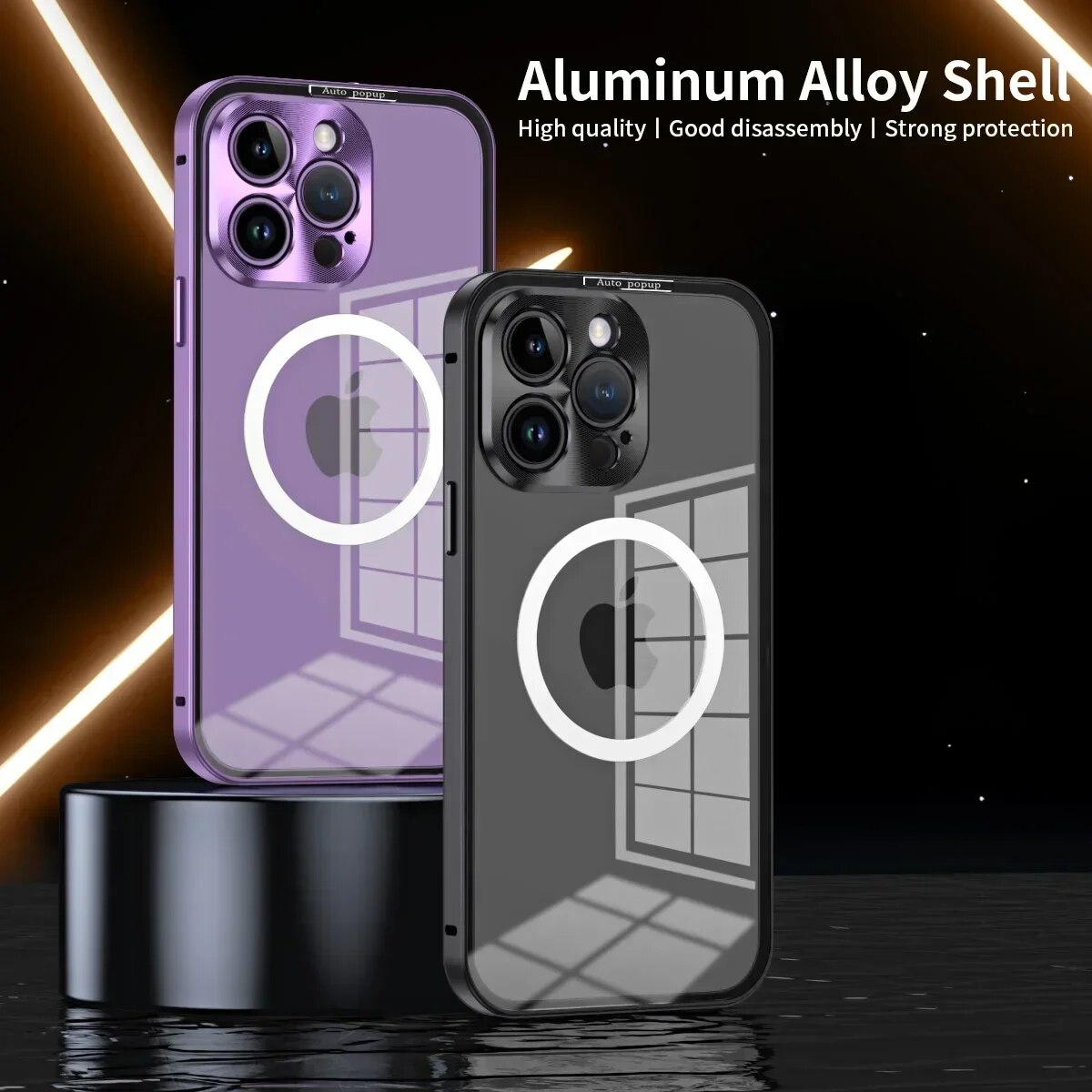 Luxury iPhone Case MagSafe Compatible Double-Sided Tempered Glass Metal Frame Shockproof Protective Cover 360 Full Body Magnetic Fit Camera Lens Protection Ultra Thin