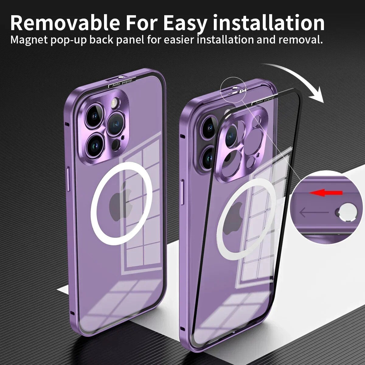 Luxury iPhone Case MagSafe Compatible Double-Sided Tempered Glass Metal Frame Shockproof Protective Cover 360 Full Body Magnetic Fit Camera Lens Protection Ultra Thin