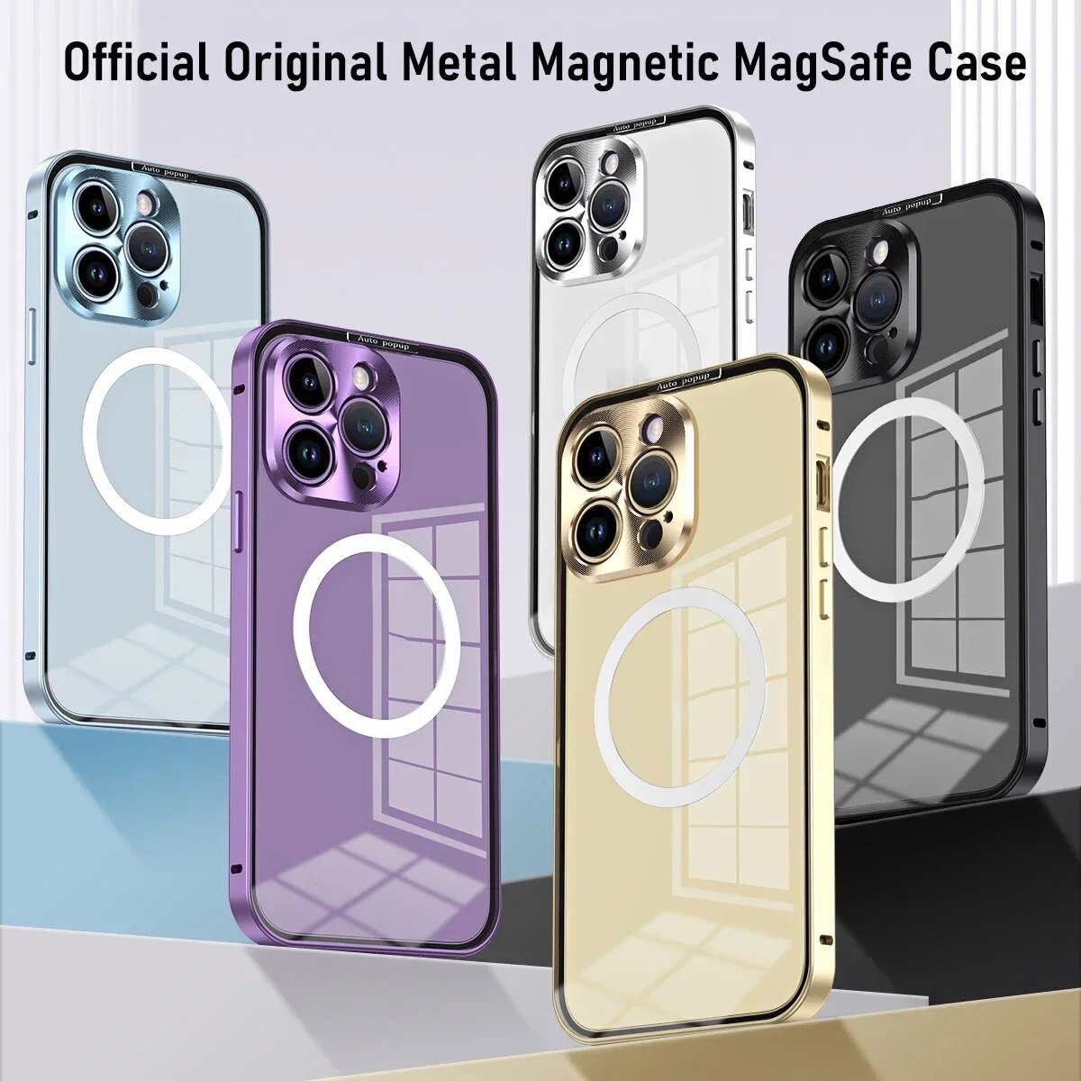 Luxury iPhone Case MagSafe Compatible Double-Sided Tempered Glass Metal Frame Shockproof Protective Cover 360 Full Body Magnetic Fit Camera Lens Protection Ultra Thin