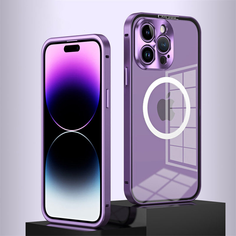 Luxury iPhone Case MagSafe Compatible Double-Sided Tempered Glass Metal Frame Shockproof Protective Cover 360 Full Body Magnetic Fit Camera Lens Protection Ultra Thin