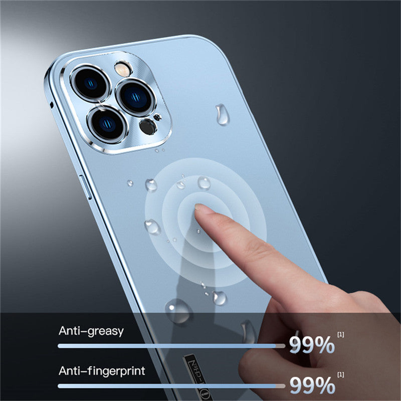 Luxury iPhone Case MagSafe Compatible Double-Sided Tempered Glass Privacy Screen Metal Frame Shockproof Protective Cover 360 Full Body Camera Lens Protection Slim Design