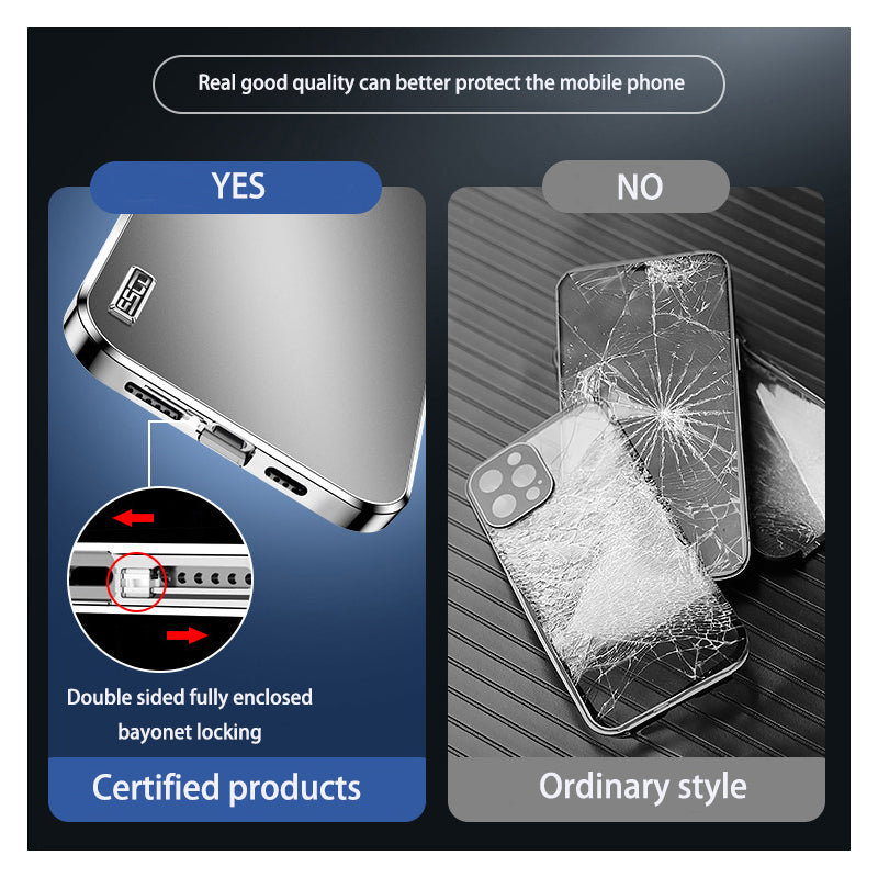 Luxury iPhone Case MagSafe Compatible Double-Sided Tempered Glass Privacy Screen Metal Frame Shockproof Protective Cover 360 Full Body Camera Lens Protection Slim Design