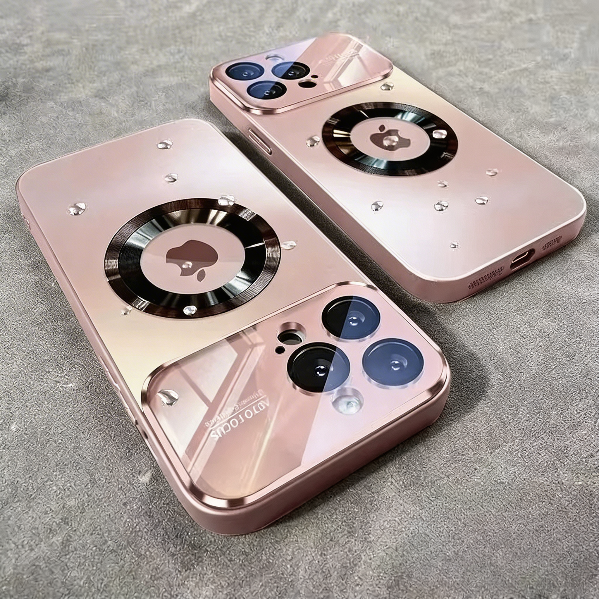Luxury iPhone Case MagSafe Compatible Electroplated Glass Magnetic Shockproof Cover Camera Lens Protection Slim Reflective Hard Back