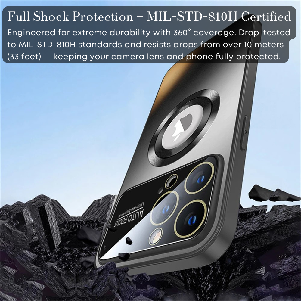 Luxury iPhone Case MagSafe Compatible Electroplated Glass Magnetic Shockproof Cover Camera Lens Protection Slim Reflective Hard Back