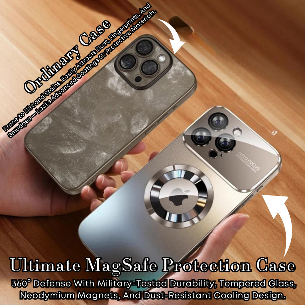 Luxury iPhone Case MagSafe Compatible Electroplated Glass Magnetic Shockproof Cover Camera Lens Protection Slim Reflective Hard Back