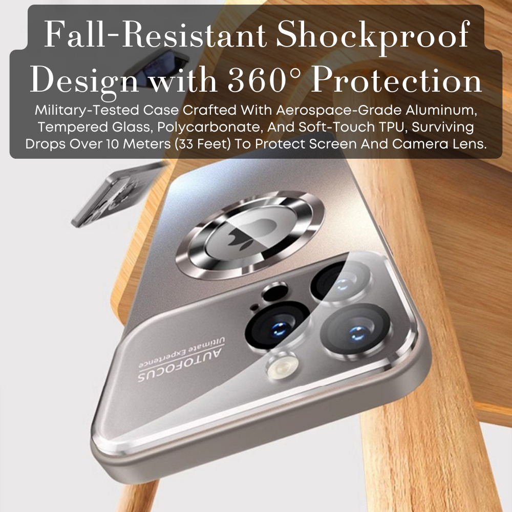 Luxury iPhone Case MagSafe Compatible Electroplated Glass Magnetic Shockproof Cover Camera Lens Protection Slim Reflective Hard Back