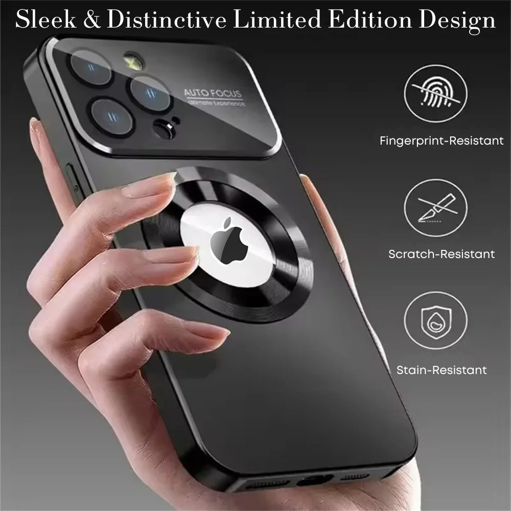 Luxury iPhone Case MagSafe Compatible Electroplated Glass Magnetic Shockproof Cover Camera Lens Protection Slim Reflective Hard Back