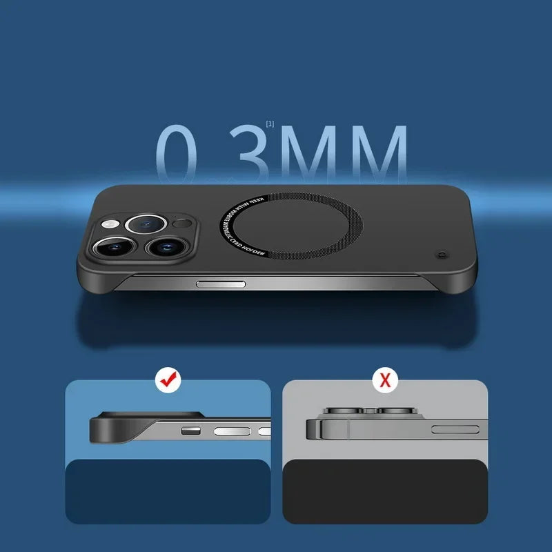 Luxury iPhone Case MagSafe Compatible Genuine Leather Shockproof Protective Cover Camera Lens Protection Magnetic Slim Design