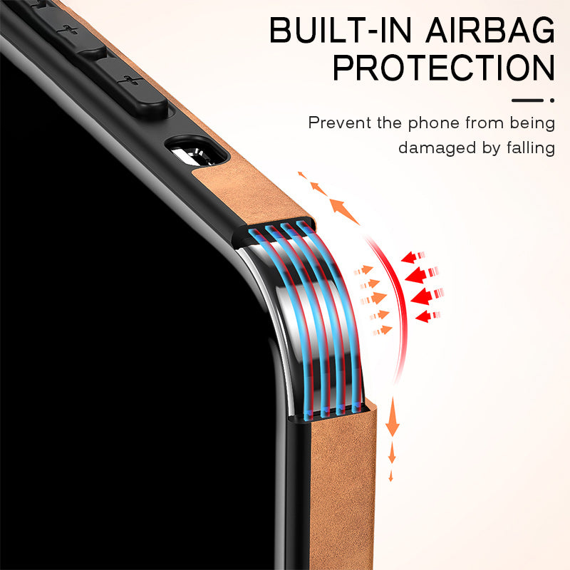 Luxury iPhone Case MagSafe Compatible Genuine Leather Shockproof Protective Cover Camera Lens Protection Slim Design