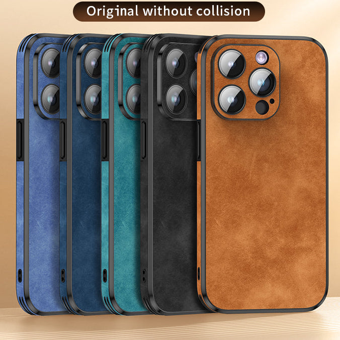 Luxury iPhone Case MagSafe Compatible Genuine Leather Shockproof Protective Cover Camera Lens Protection Slim Design