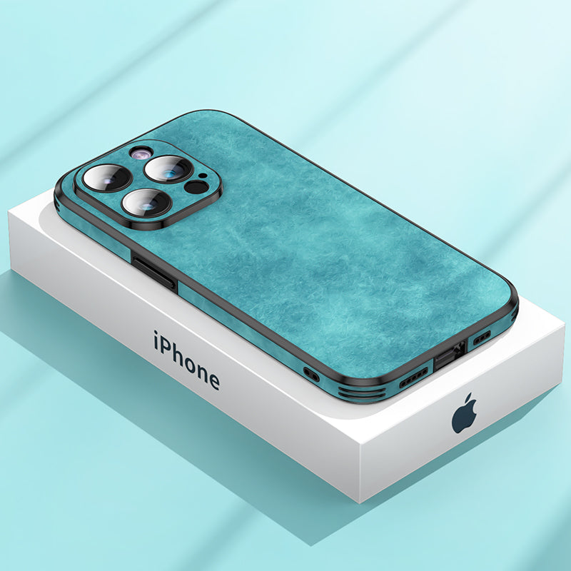 Luxury iPhone Case MagSafe Compatible Genuine Leather Shockproof Protective Cover Camera Lens Protection Slim Design