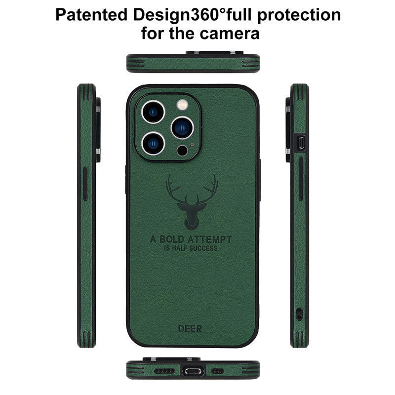 Luxury iPhone Case MagSafe Compatible Genuine Leather Vintage Texture Shockproof Protective Cover Camera Lens Protection Slim Design