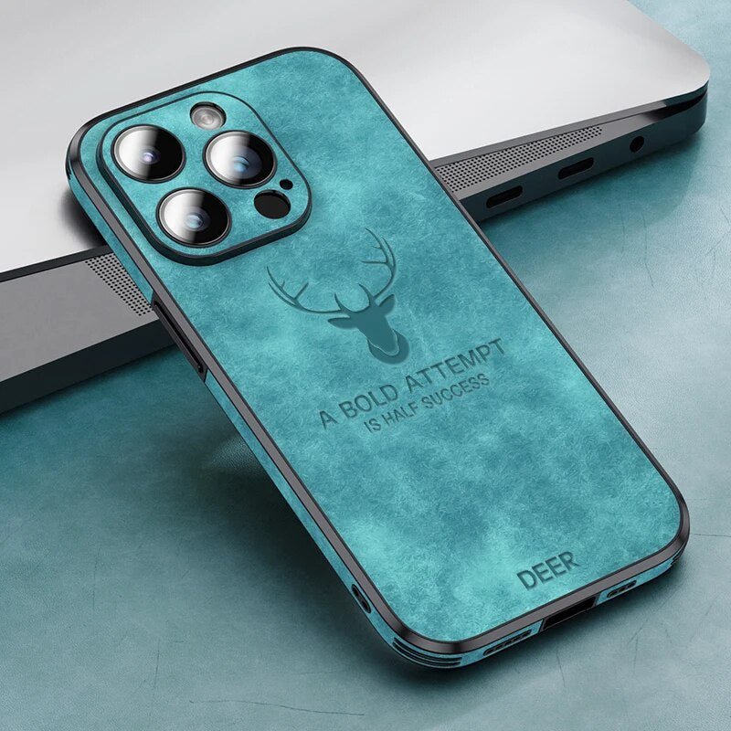 Luxury iPhone Case MagSafe Compatible Genuine Leather Vintage Texture Shockproof Protective Cover Camera Lens Protection Slim Design