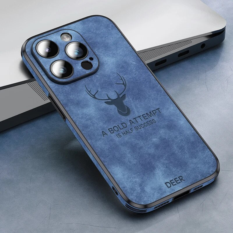 Luxury iPhone Case MagSafe Compatible Genuine Leather Vintage Texture Shockproof Protective Cover Camera Lens Protection Slim Design