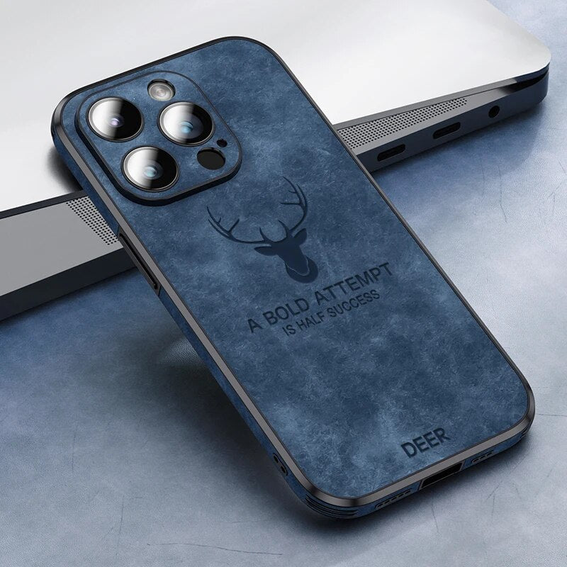 Luxury iPhone Case MagSafe Compatible Genuine Leather Vintage Texture Shockproof Protective Cover Camera Lens Protection Slim Design