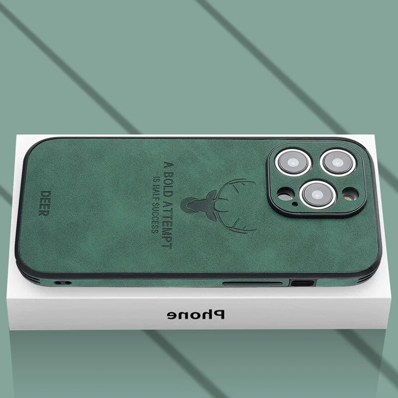 Luxury iPhone Case MagSafe Compatible Genuine Leather Vintage Texture Shockproof Protective Cover Camera Lens Protection Slim Design