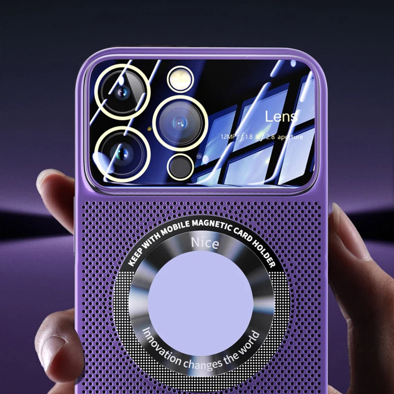 Luxury iPhone Case MagSafe Compatible Heat Dissipation Metal Frame Shockproof Protective Cover Camera Lens Protection Electroplated Design Slim Profile