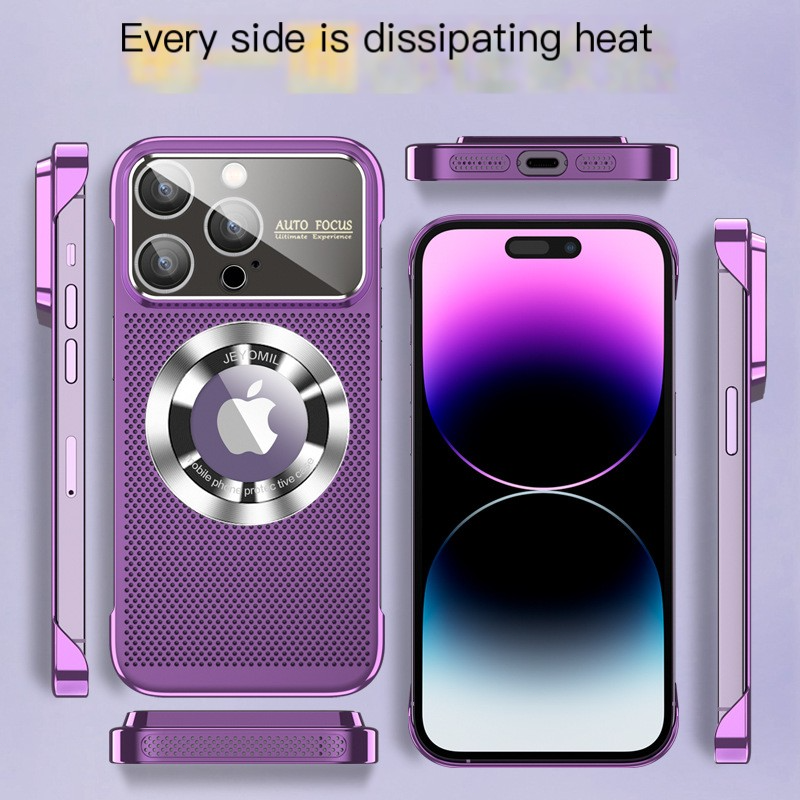 Luxury iPhone Case MagSafe Compatible Heat Dissipation Metal Frame Shockproof Protective Cover Camera Lens Protection Electroplated Design Slim Profile