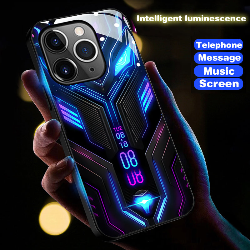 Luxury iPhone Case MagSafe Compatible LED Notification Light Shockproof Protective Cover Mecha Design Camera Lens Protection Ultra Thin