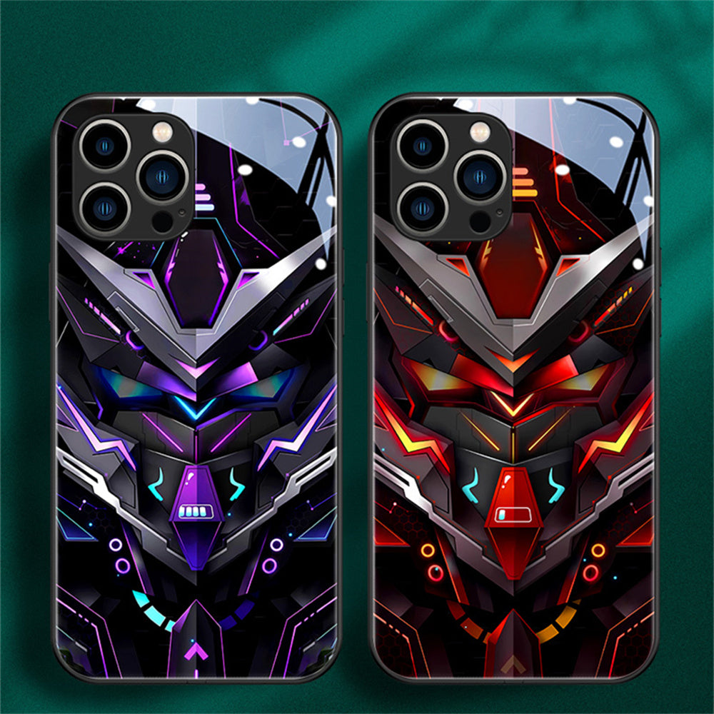 Luxury iPhone Case MagSafe Compatible LED Notification Light Shockproof Protective Cover Mecha Design Camera Lens Protection Ultra Thin