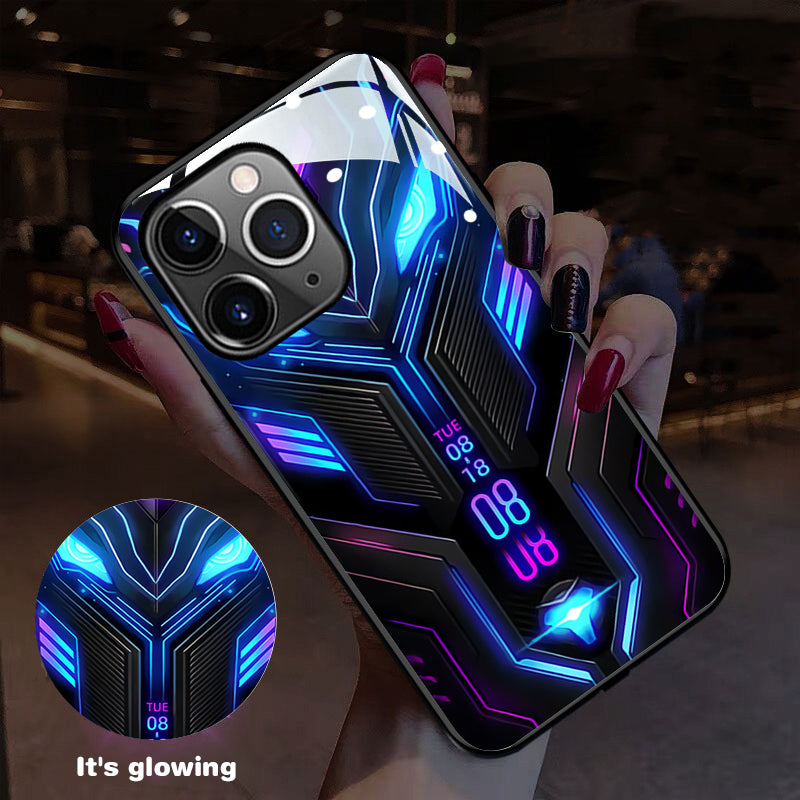 Luxury iPhone Case MagSafe Compatible LED Notification Light Shockproof Protective Cover Mecha Design Camera Lens Protection Ultra Thin