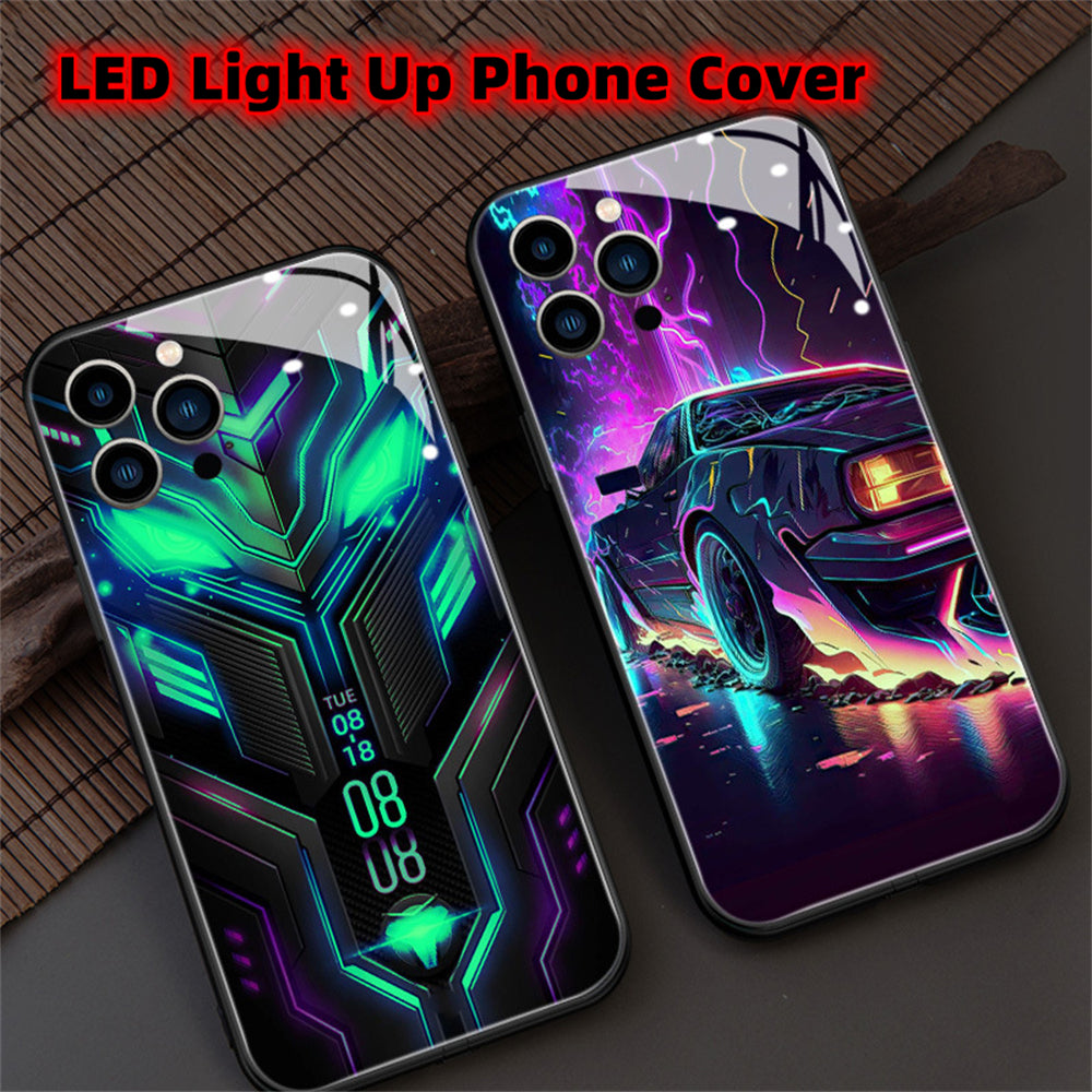 Luxury iPhone Case MagSafe Compatible LED Notification Light Shockproof Protective Cover Mecha Design Camera Lens Protection Ultra Thin