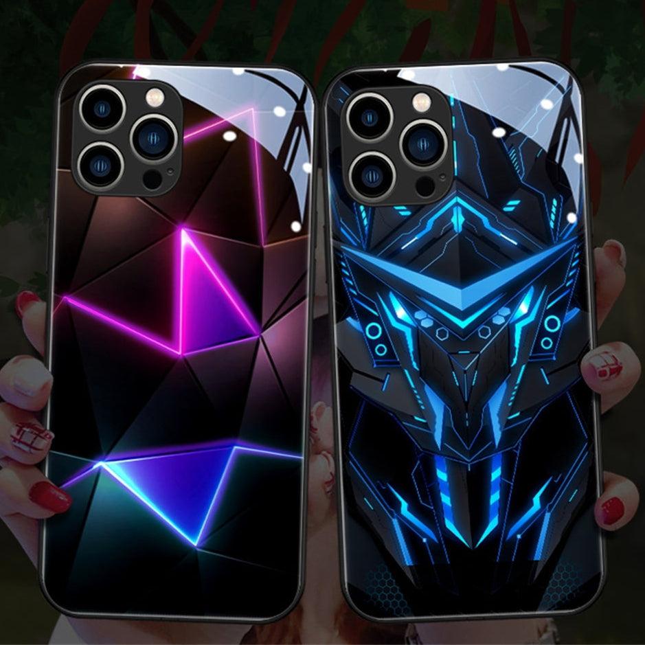 Luxury iPhone Case MagSafe Compatible LED Notification Light Shockproof Protective Cover Mecha Design Camera Lens Protection Ultra Thin