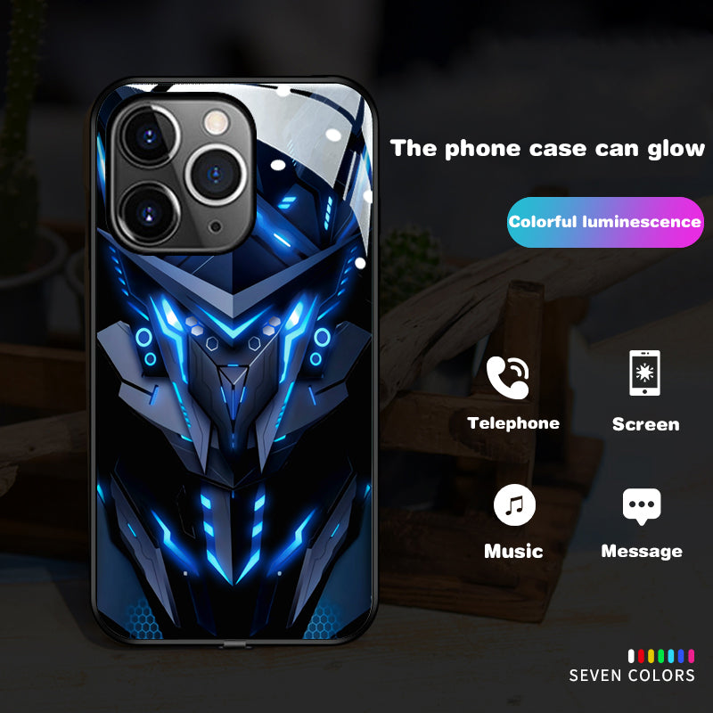Luxury iPhone Case MagSafe Compatible LED Notification Light Shockproof Protective Cover Mecha Design Camera Lens Protection Ultra Thin