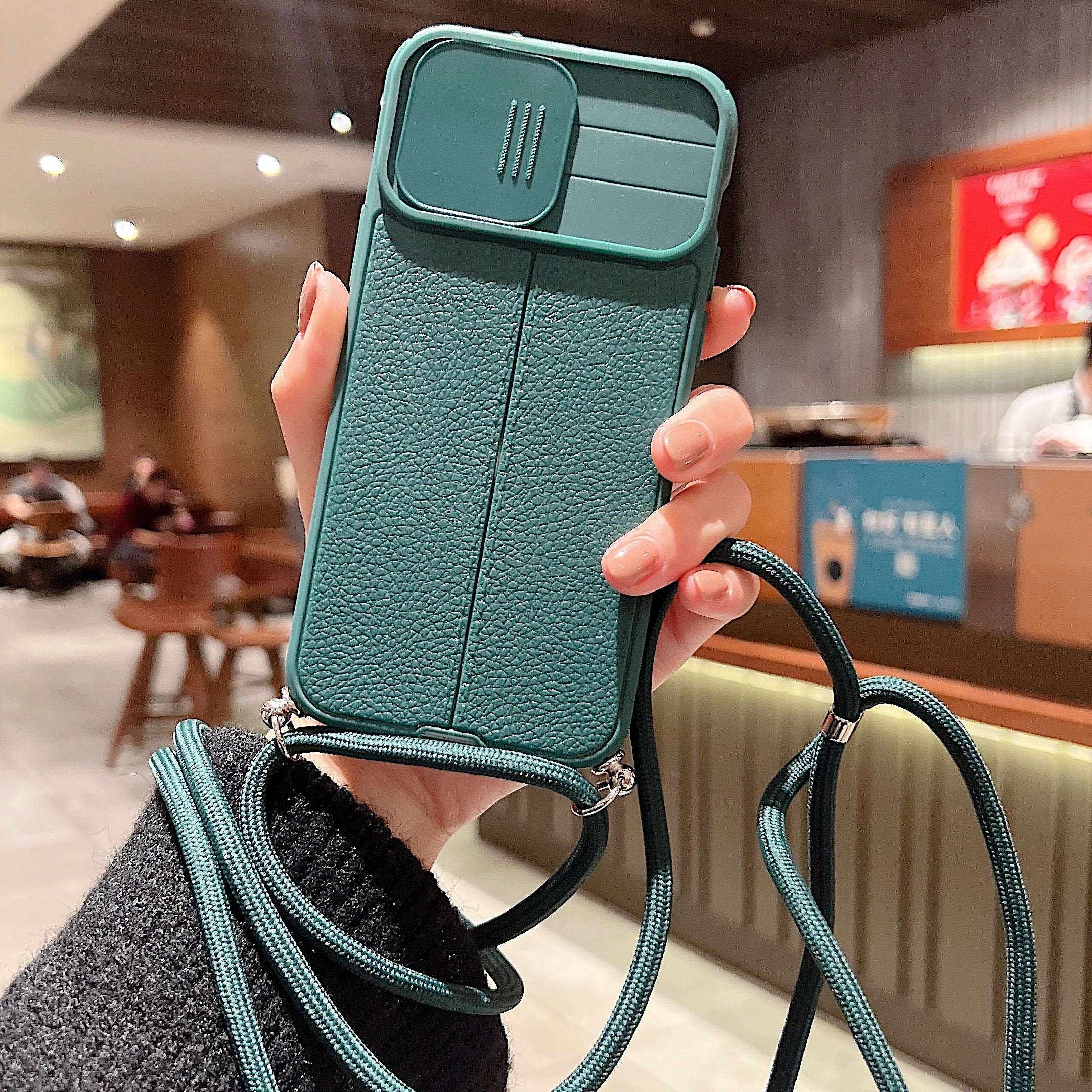 Luxury iPhone Case MagSafe Compatible Leather Texture Sliding Camera Cover Shockproof Protective Cover Camera Lens Protection Slim Design