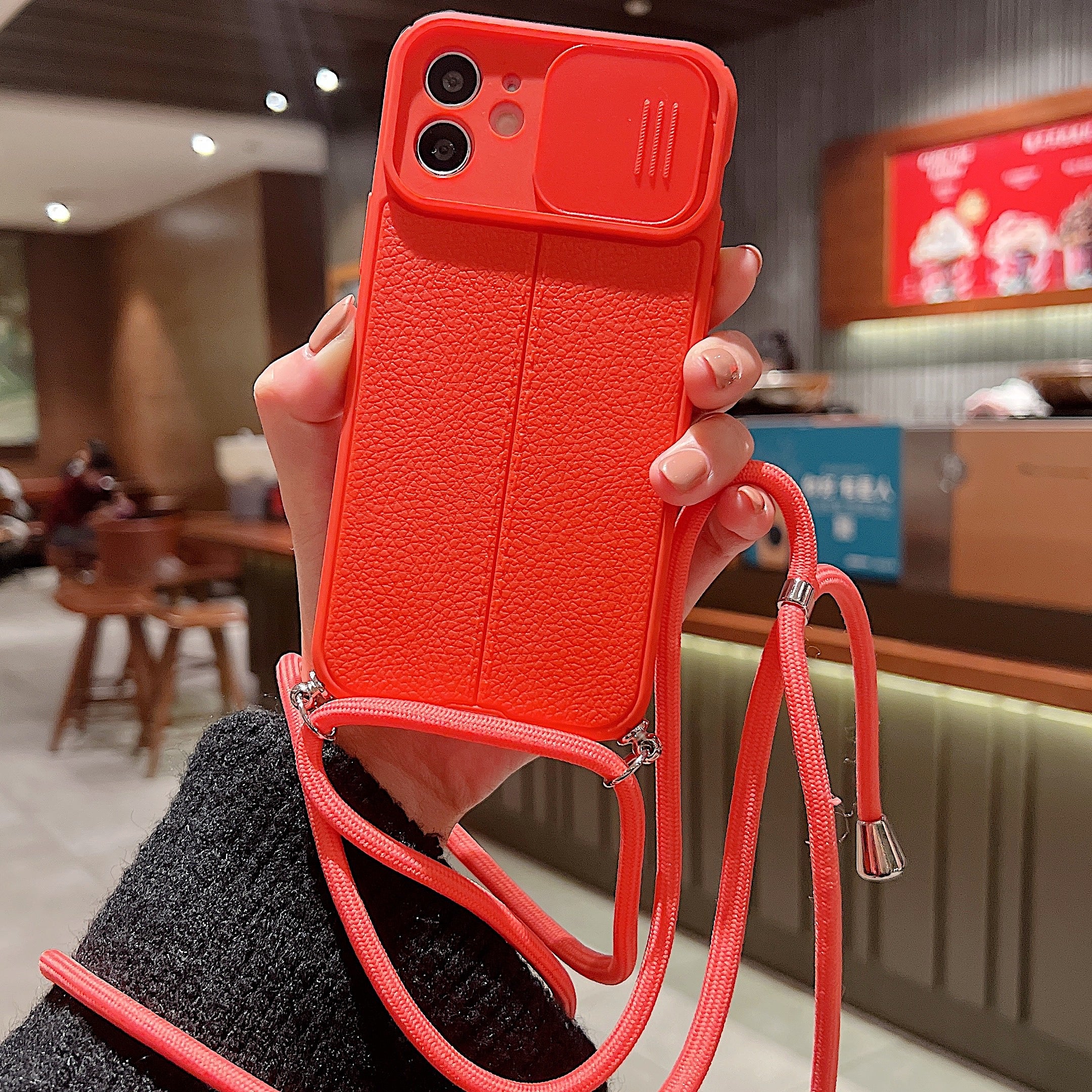Luxury iPhone Case MagSafe Compatible Leather Texture Sliding Camera Cover Shockproof Protective Cover Camera Lens Protection Slim Design