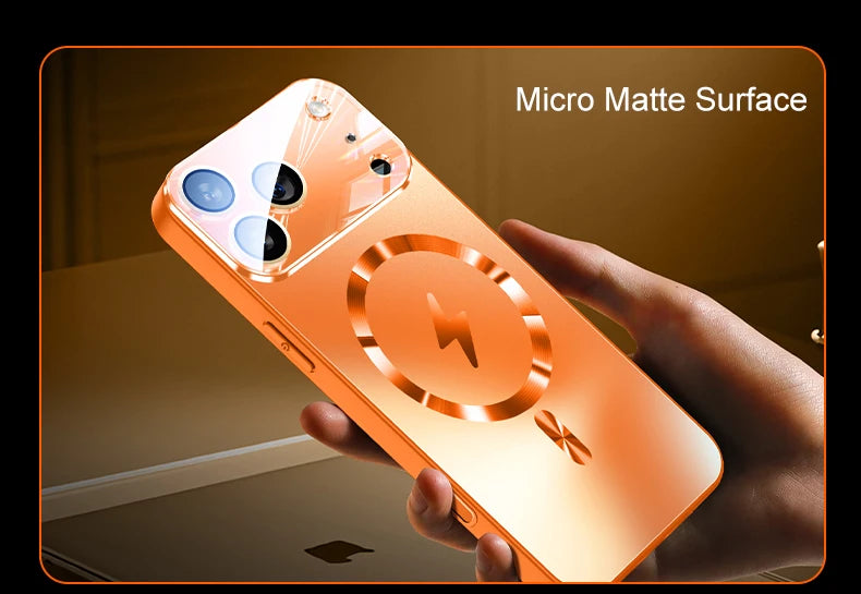 Luxury iPhone Case MagSafe Compatible Magnetic Shockproof Cover Camera Lens Protection Ultra Thin Full Protection Hard Matte PC Protective Back