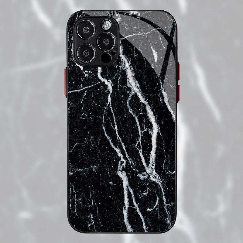 Luxury iPhone Case MagSafe Compatible Marble Texture Shockproof Protective Cover Gold Frame Design Camera Lens Protection Slim Profile