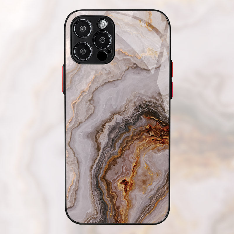 Luxury iPhone Case MagSafe Compatible Marble Texture Shockproof Protective Cover Gold Frame Design Camera Lens Protection Slim Profile